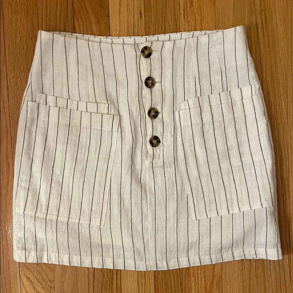 Striped Button-Front Skirt